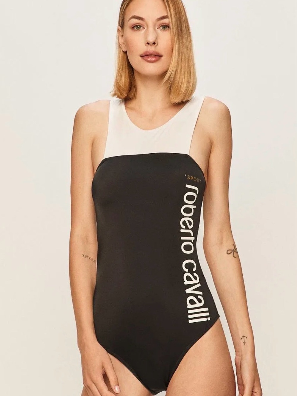 Roberto Cavalli SPORT womens Black and White One-Piece Swimsuit Swim suit